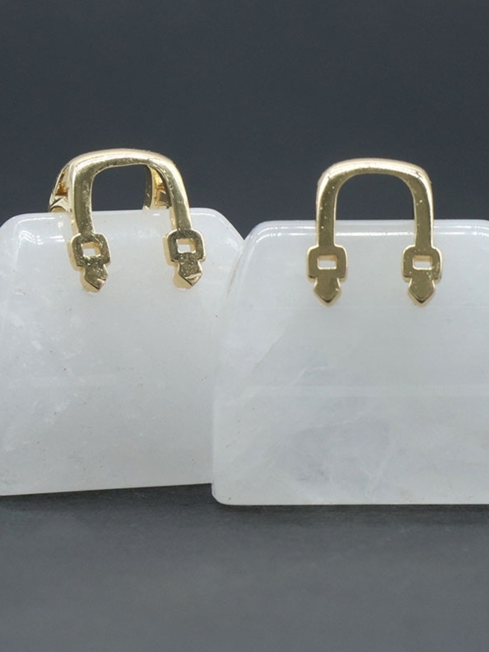 Gold-tone Mini Handbag Stud Earrings - White Accent